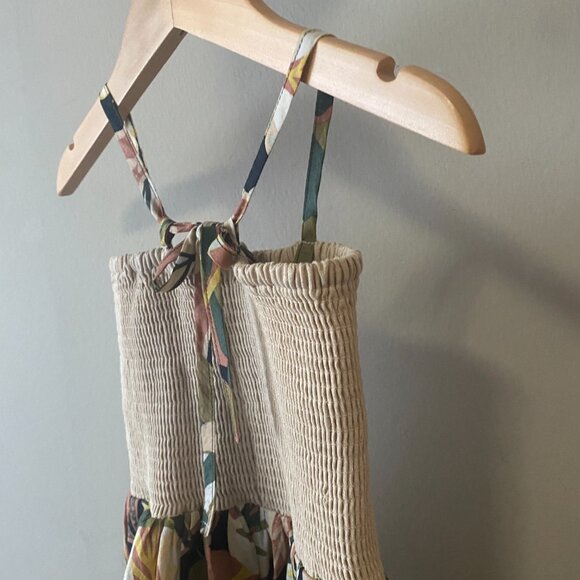 Handmade Children's Cream Multicolour Pattern Tie Spaghetti Strap Dress - Picture 10 of 13